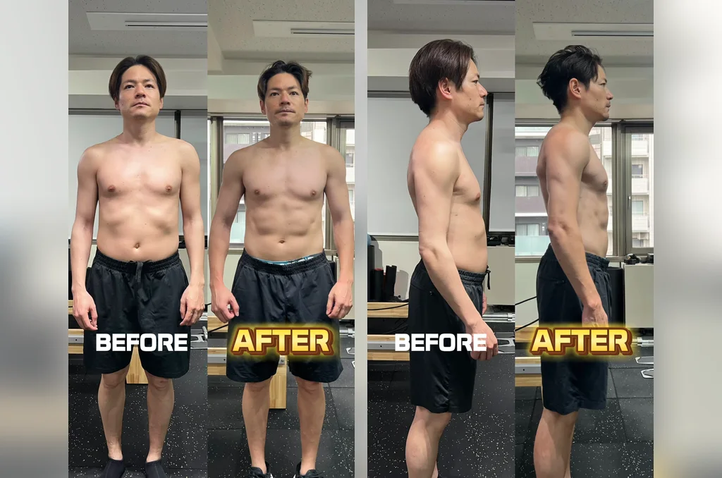30代男性のビフォーアフター（ボディメイク）