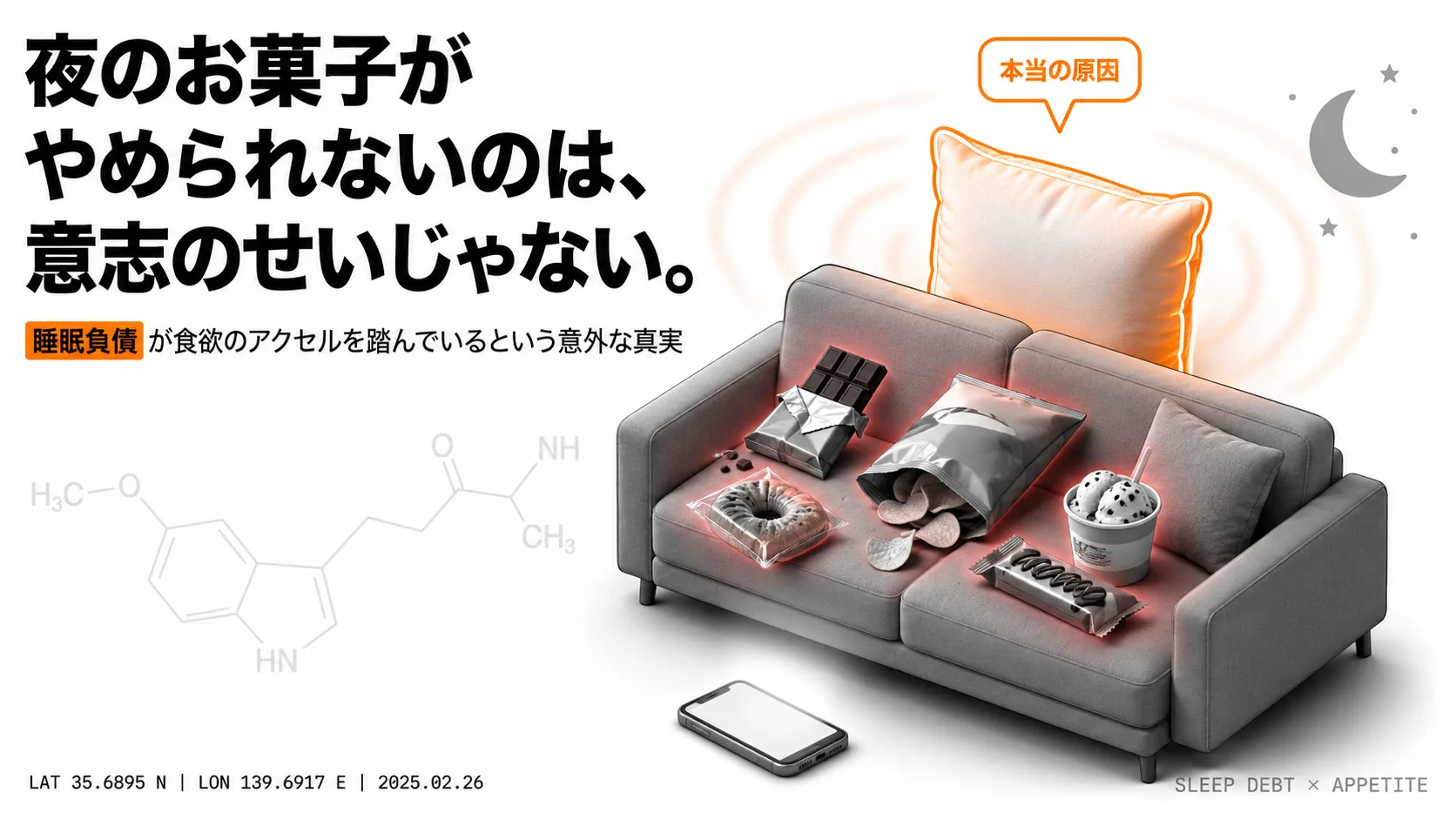 夜のお菓子がやめられないのは、意志のせいじゃない。睡眠負債と食欲の意外な関係